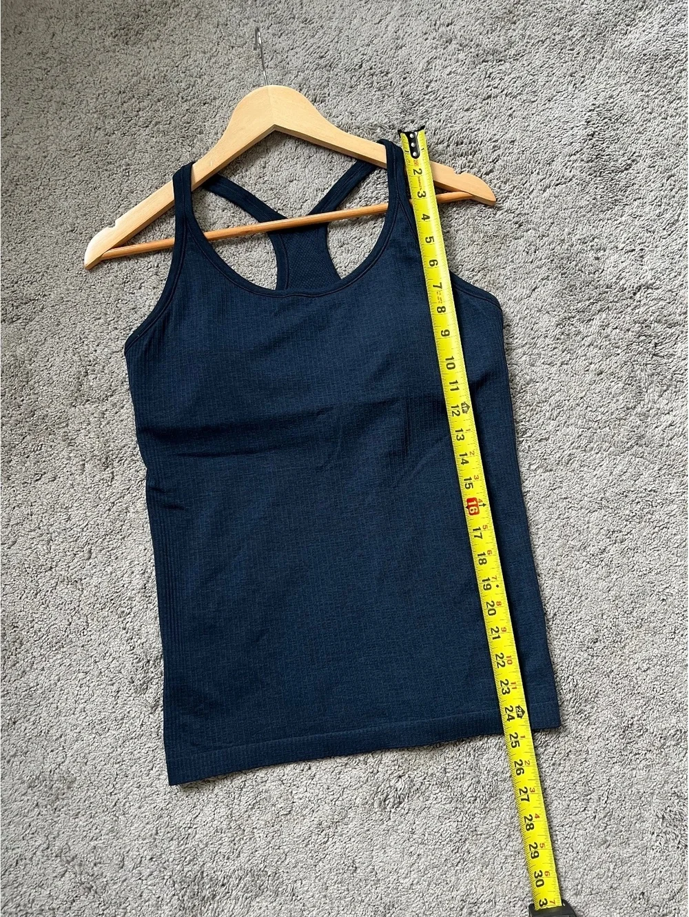 Lululemon Ribbed Racerback Tank Top Built-In Bra Navy Blue Size 10